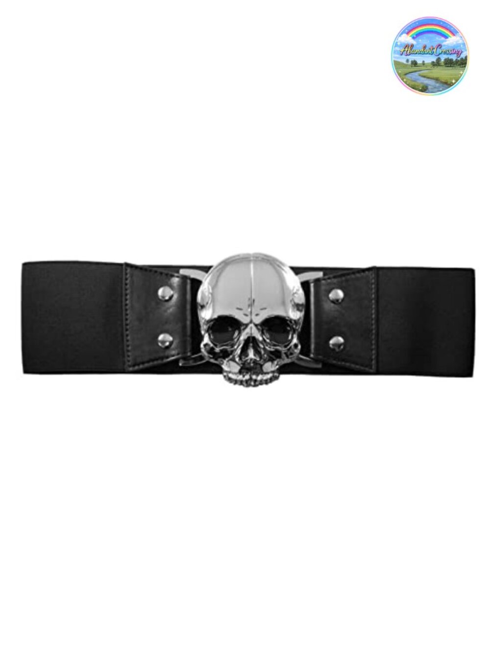 Chrome Skull Elastic Waist Belt Gothic Horror Retro Split Buckle